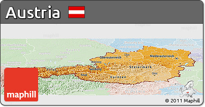 Political Shades Panoramic Map of Austria, lighten