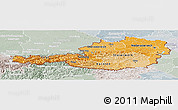 Political Shades Panoramic Map of Austria, lighten, semi-desaturated