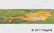 Political Shades Panoramic Map of Austria, satellite outside