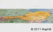 Political Shades Panoramic Map of Austria, semi-desaturated