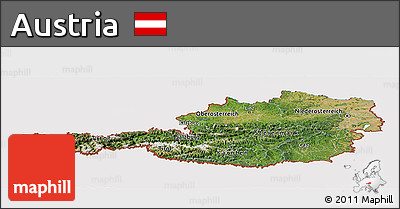 Satellite Panoramic Map of Austria, cropped outside