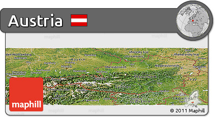 Satellite Panoramic Map of Austria
