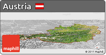 Satellite Panoramic Map of Austria, lighten, desaturated