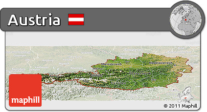 Satellite Panoramic Map of Austria, lighten