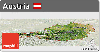 Satellite Panoramic Map of Austria, lighten