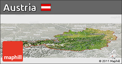 Satellite Panoramic Map of Austria, lighten, semi-desaturated