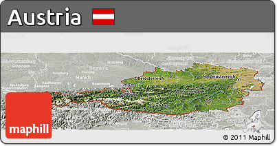 Satellite Panoramic Map of Austria, lighten, semi-desaturated