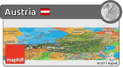 Satellite Panoramic Map of Austria, political outside