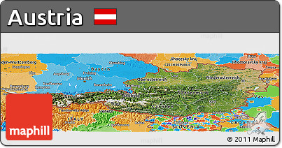Satellite Panoramic Map of Austria, political outside