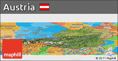 Satellite Panoramic Map of Austria, political outside