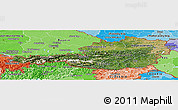 Satellite Panoramic Map of Austria, political shades outside