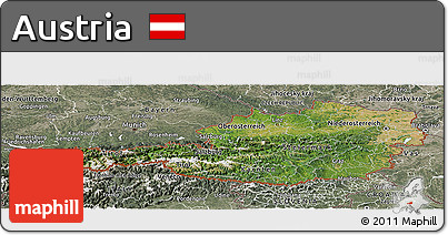 Satellite Panoramic Map of Austria, semi-desaturated