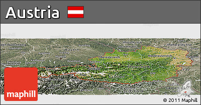 Satellite Panoramic Map of Austria, semi-desaturated