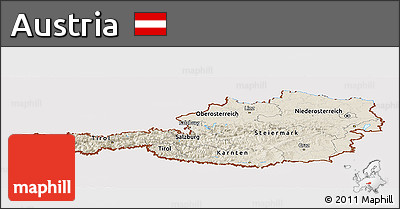 Shaded Relief Panoramic Map of Austria, cropped outside