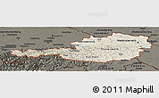 Shaded Relief Panoramic Map of Austria, darken