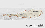 Shaded Relief Panoramic Map of Austria, lighten, desaturated