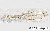 Shaded Relief Panoramic Map of Austria, lighten, semi-desaturated