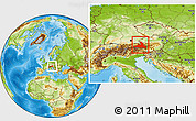 Physical Location Map of Salzburg, within the entire country