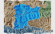 Political 3D Map of Sankt Johann im Pongau, semi-desaturated