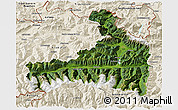 Satellite 3D Map of Zell am See, shaded relief outside