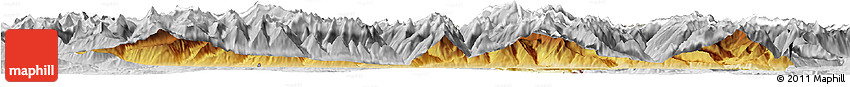 Physical Horizon Map of Zell Am See, lighten, desaturated