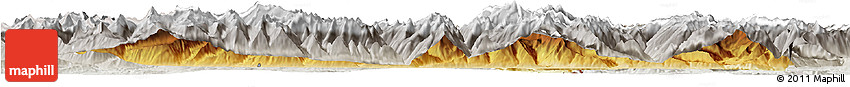 Physical Horizon Map of Zell Am See, lighten, semi-desaturated