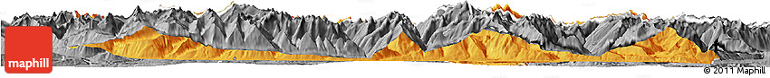 Political Horizon Map of Zell Am See, desaturated