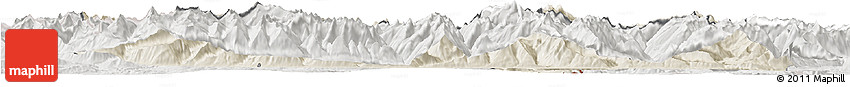 Shaded Relief Horizon Map of Zell Am See, lighten, semi-desaturated