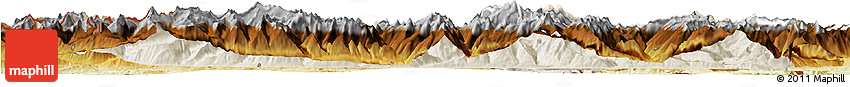 Shaded Relief Horizon Map of Zell Am See, physical outside