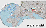 Gray Location Map of Zell am See, highlighted parent region, hill shading