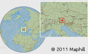 Savanna Style Location Map of Zell am See, within the entire country, hill shading