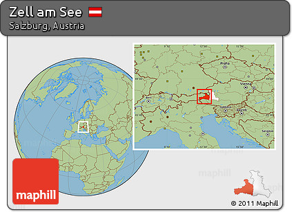 Savanna Style Location Map of Zell Am See, highlighted parent region