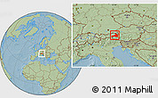 Savanna Style Location Map of Zell am See, hill shading
