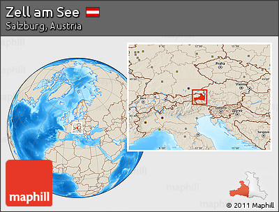 Shaded Relief Location Map of Zell Am See
