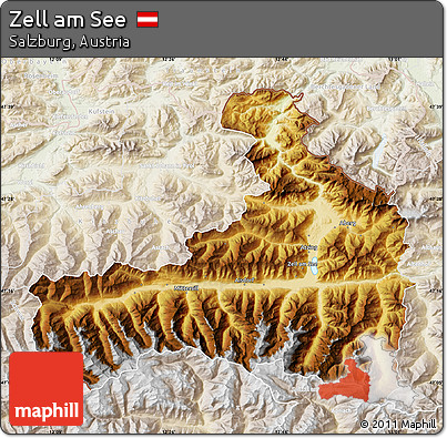 Physical Map of Zell Am See, lighten