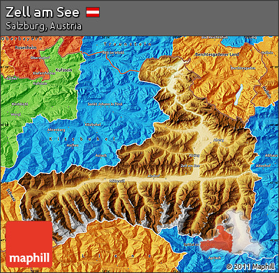 Physical Map of Zell Am See, political outside