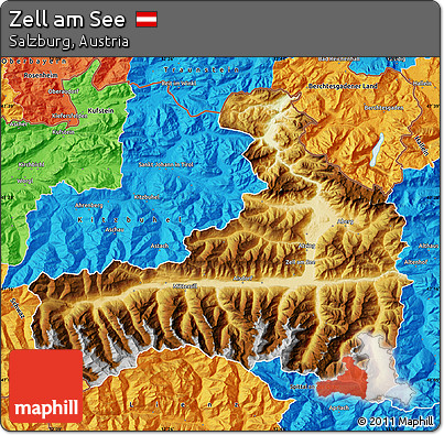 Physical Map of Zell Am See, political outside