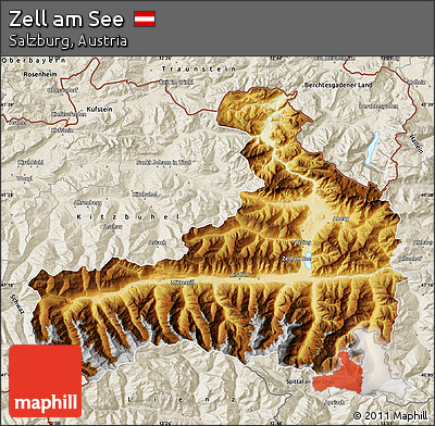 Physical Map of Zell Am See, shaded relief outside
