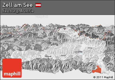 Gray Panoramic Map of Zell Am See