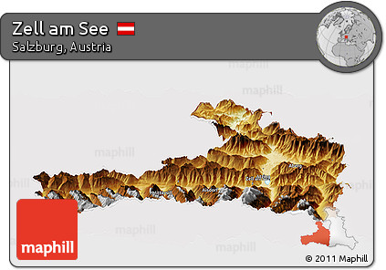 Physical Panoramic Map of Zell Am See, cropped outside