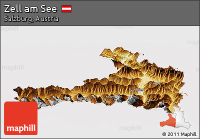 Physical Panoramic Map of Zell Am See, cropped outside
