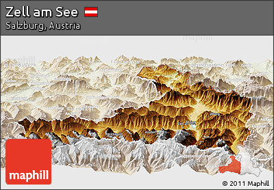 Physical Panoramic Map of Zell Am See, lighten