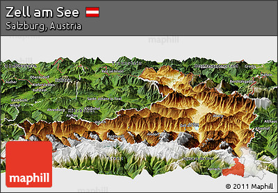 Physical Panoramic Map of Zell Am See, satellite outside