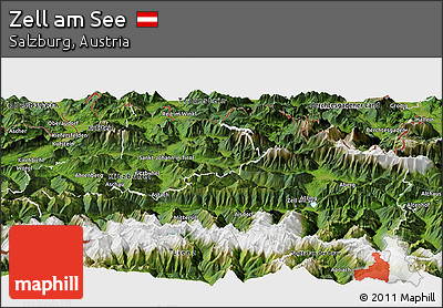Satellite Panoramic Map of Zell Am See
