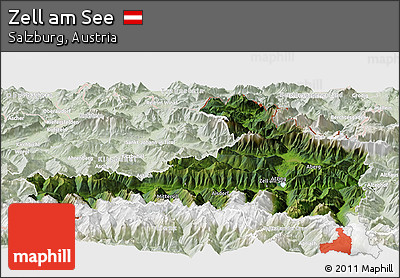 Satellite Panoramic Map of Zell Am See, lighten