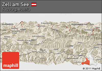 Shaded Relief Panoramic Map of Zell Am See
