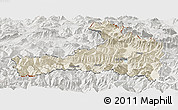 Shaded Relief Panoramic Map of Zell am See, lighten, semi-desaturated