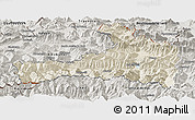 Shaded Relief Panoramic Map of Zell am See, semi-desaturated