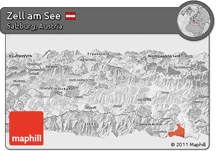 Silver Style Panoramic Map of Zell Am See