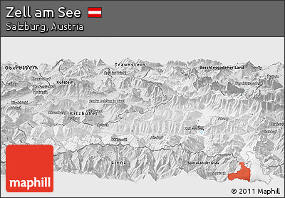 Silver Style Panoramic Map of Zell Am See